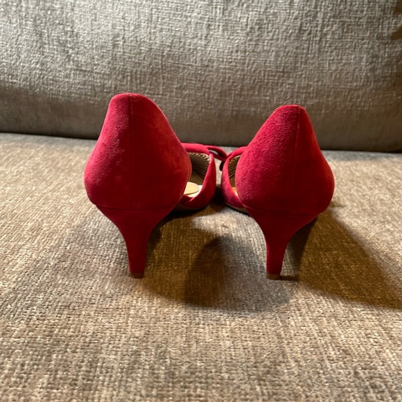 1901 Barrett Bow Kitten Heels Red Suede Size 8.5M - Picture 5 of 8